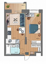 2-комнатная квартира 43,7 м2 ЖК Smart Avenue