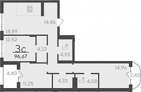 5 комнатная квартира 89.87 кв.м.