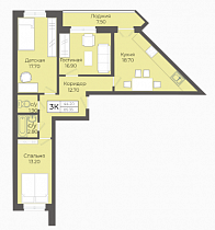 3-комнатная квартира 85,35 м2 ЖК «Эверест»