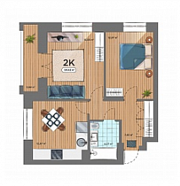 2-комнатная квартира 54,62 м2 ЖК Smart Avenue