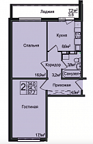 2-комнатная квартира 57,7 м2 ЖК «Венеция»