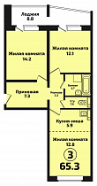 3-комнатная квартира 65,3 м2 ЖК «Родники»