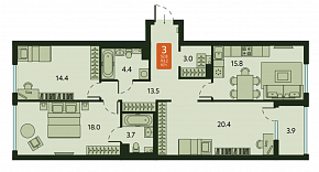 3-комнатная квартира 97,1 м2 ЖК «Тайгинский парк»