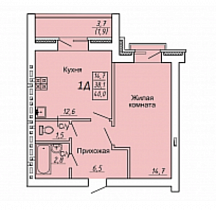 1-комнатная квартира 40 м2 «Урбан-виллы «Свобода»
