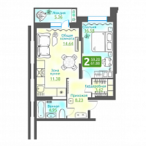 2-комнатная квартира 61,88 м2 ЖК «Дом на Дачной»