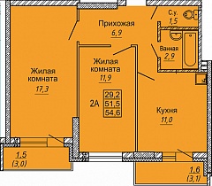 2-комнатная квартира 54.6 м2 ЖК «Новые Матрешки»