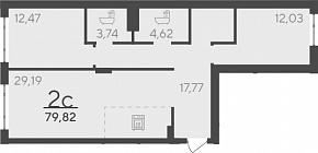 2 комнатная квартира 79.82 кв.м.