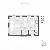 3-комнатная квартира 89.9 м2 ЖК «Новелла»