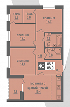 4-комнатная студия 88,90 м2 ЖК «Проспект»