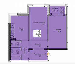 2-комнатная квартира 70,7 м2 «Акварельный 3.0»