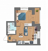 2-комнатная квартира 36,17 м2 ЖК Smart Avenue