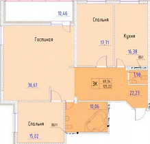 3-комнатная квартира 125,22 м2 ЖК «Berkut House»