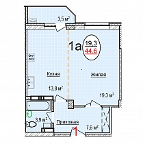1-комнатная квартира 44,6 м2 ЖК «Тихий берег»