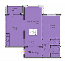 2-комнатная квартира 71,8 м2 «Акварельный 3.0»