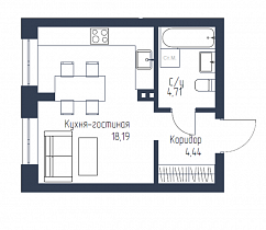 1-комнатная квартира 27,34 м2 ЖК «Михайловский»