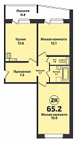 3-комнатная квартира 65 м2 ЖК «Родники»