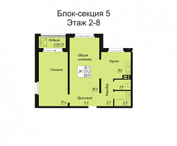 2-комнатная квартира 58,9 м2 ЖК «Галактика» (Венера)