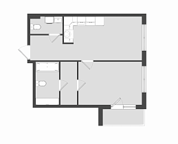 1-комнатная квартира 44.8 м2 резиденции «Прованс»