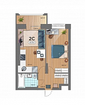 2-комнатная квартира 43,4 м2 ЖК Smart Avenue
