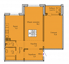 2-комнатная квартира 71,3 м2 «Акварельный 3.0»